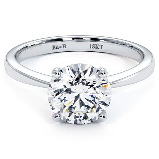 Platinum solitaire engagement ring setting with tapered shank and 4-prong head for 1.50ct round, globalskydiamond.com, NYC GF-10