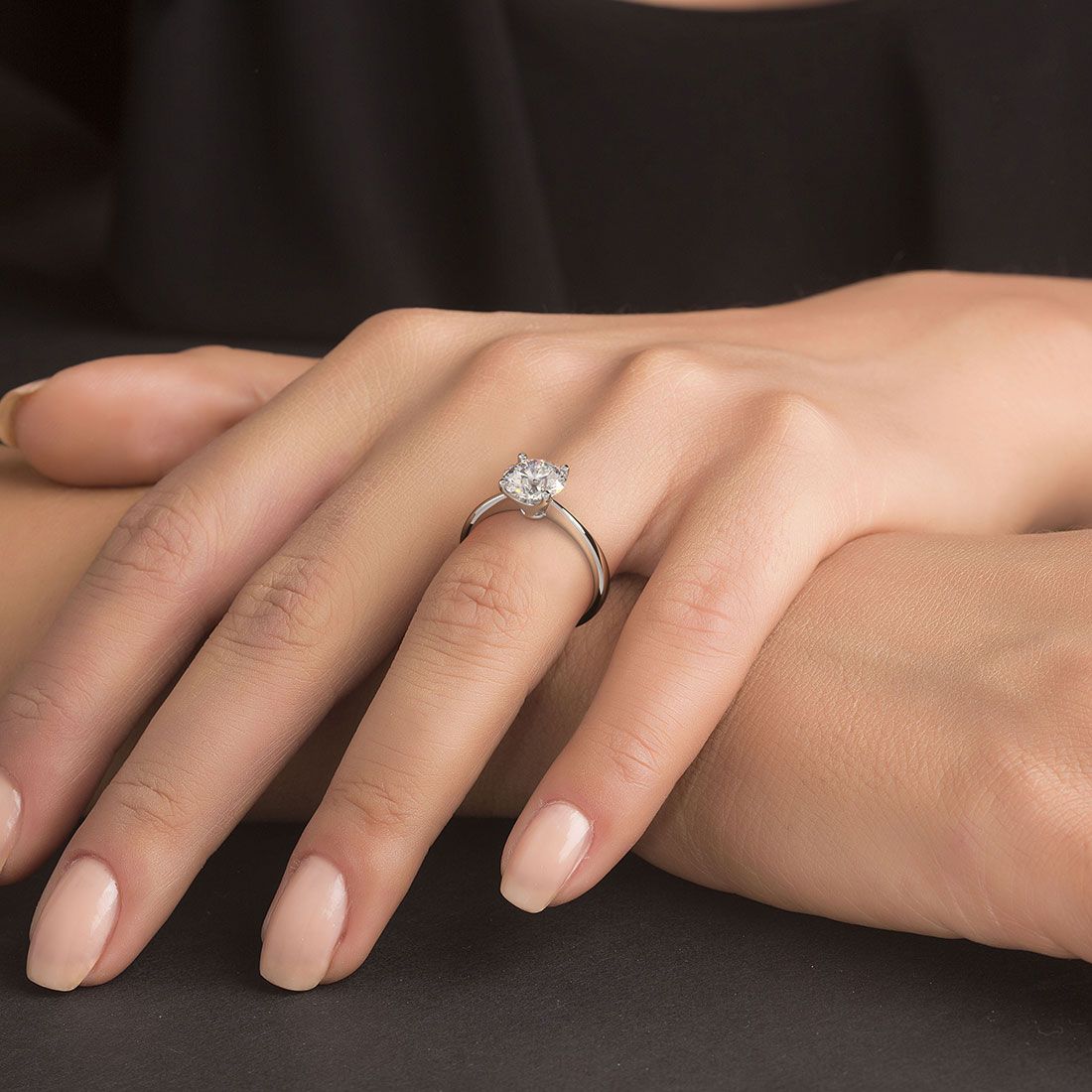 Classic platinum solitaire setting with tapered shank and 4-prong head for 1.50ct round diamond, globalskydiamond.com, Diamond District NYC