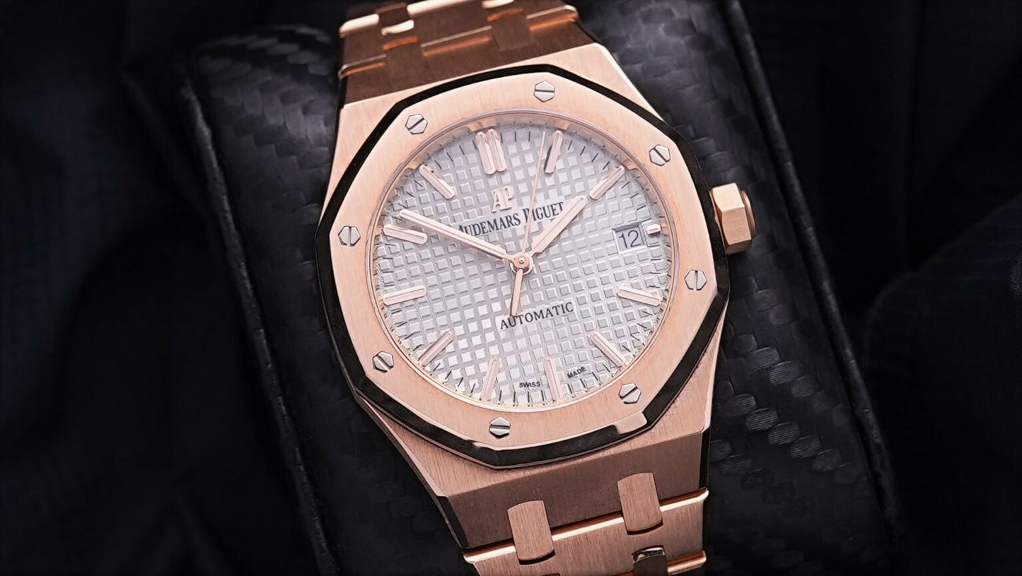Audemars Piguet Royal Oak 37mm Nickel Grey Dial 18K Rose Gold Automatic Watch 15450OR.OO.1256OR.01