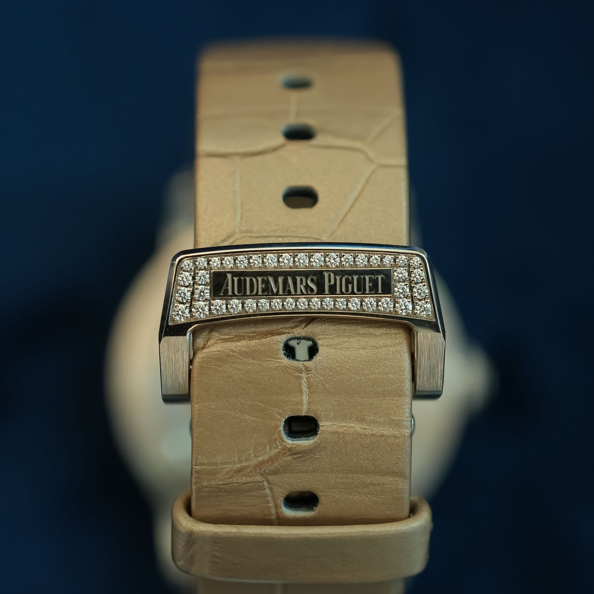 Rear image of AP Code 11.59 26665SG showing sapphire caseback and Caliber 5900 movement with gold rotor – brand new Audemars Piguet at Global Sky Diamonds – globalskydiamond.com