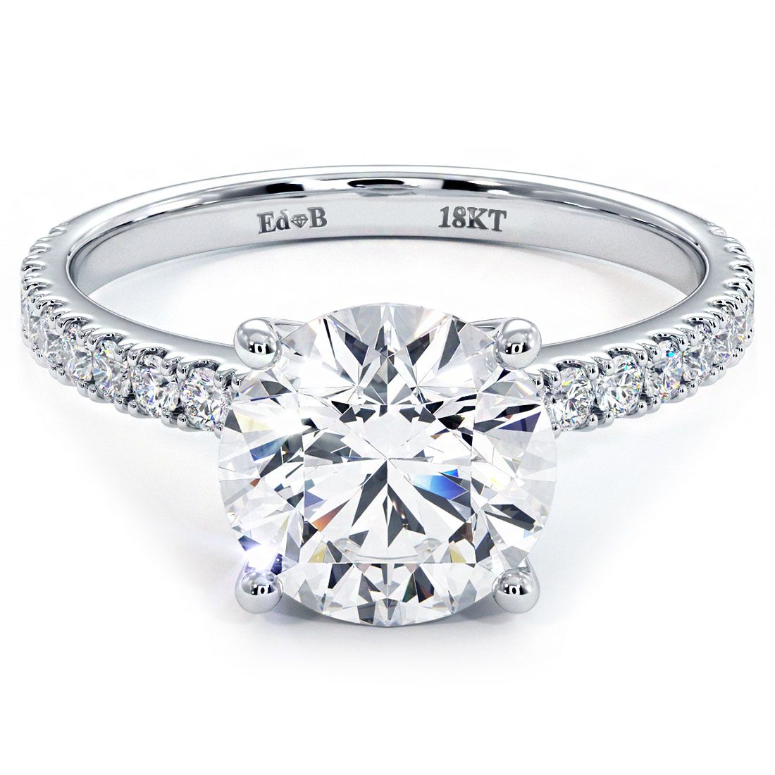 Round brilliant diamond engagement ring in 18k white gold with petite micro prong setting (0.42ctw), fine jewelry from Global Sky Diamonds, Diamond District NYC at 44W 47th St Booth GF-10, globalskydiamond.com, @globalskydiamonds