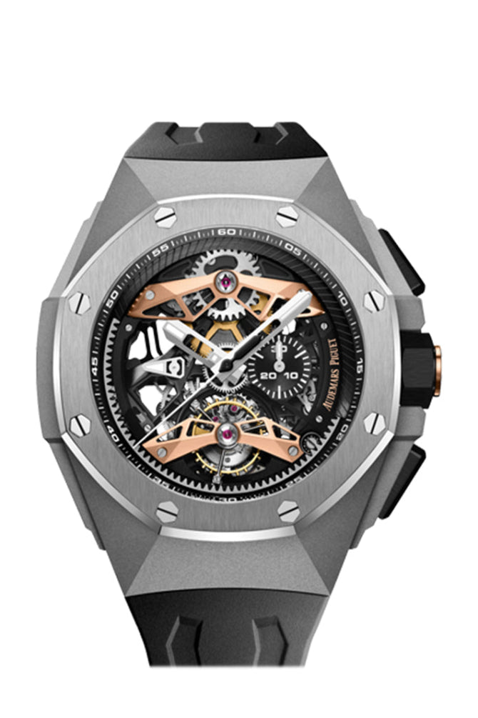 Audemars Piguet Royal Oak Concept 44 Selfwinding Tourbillon Chronograph Openworked Titanium Skeleton 26612TI.OO.D002CA.01 - Black